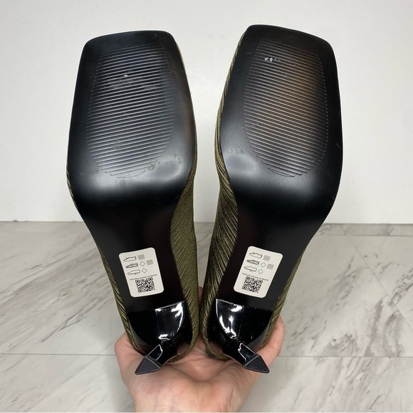 New! Topshop Tia Green Square Toe Heeled Sock Bootie 8 - Picture 13 of 14
